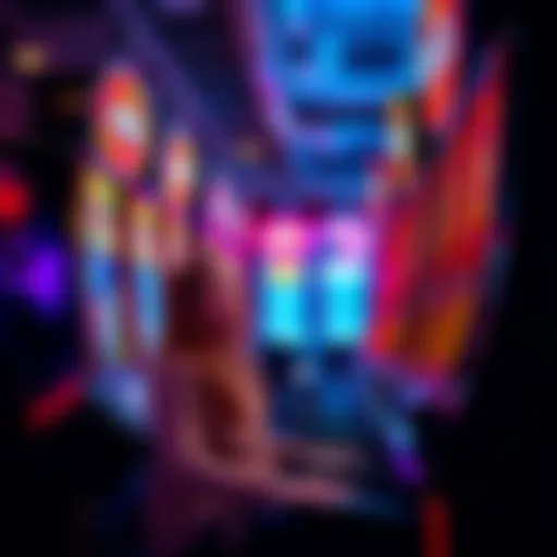 A player sitting at a slot machine, looking at the screen with excitement after a recent win