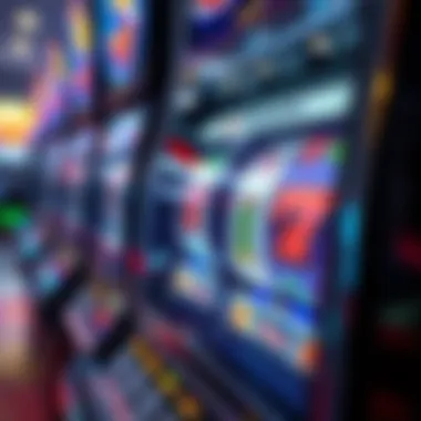 Close-up of a bright slot machine showcasing colorful reels and symbols in action