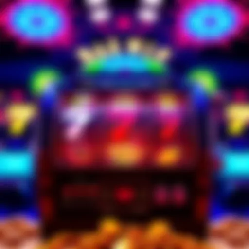 A colorful slot machine with various symbols like fruits and lucky sevens, representing chances to win big.