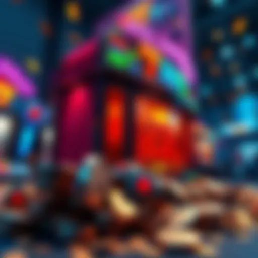 A colorful slot machine displaying jackpot symbols and coins spilling out, representing winning big in gambling.