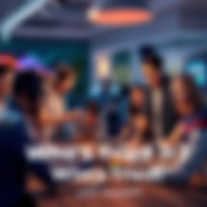 People interacting with SlotGPT A group of people sharing their SlotGPT experiences and creations around a table