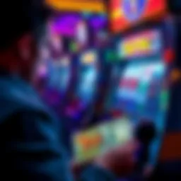 A person playing a slot machine with a €10 bill beside them.