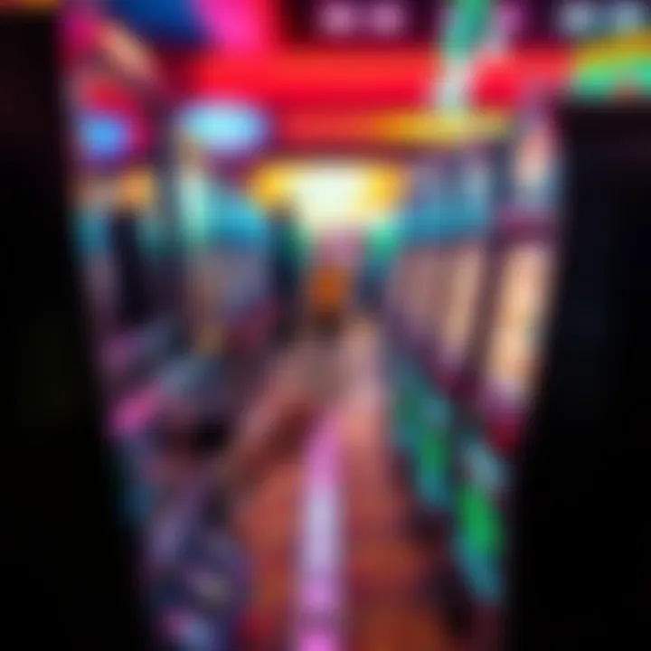 Slots after winning A person standing at a slot machine, holding cash while looking at the screen, with coins still in the machine