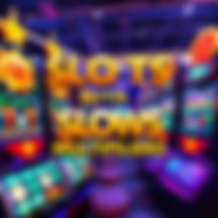 Colorful slot machines displaying high win multipliers, showcasing symbols and jackpots for big payouts.