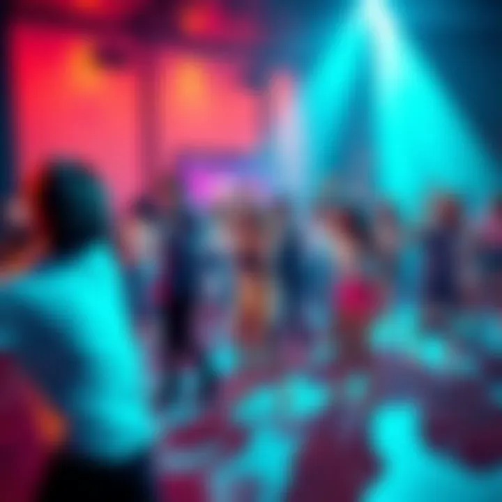 Slowed Macarena Trend A visual representation of the slowed version of the Macarena, featuring people dancing in a fun and nostalgic atmosphere, with a digital music player in the background.