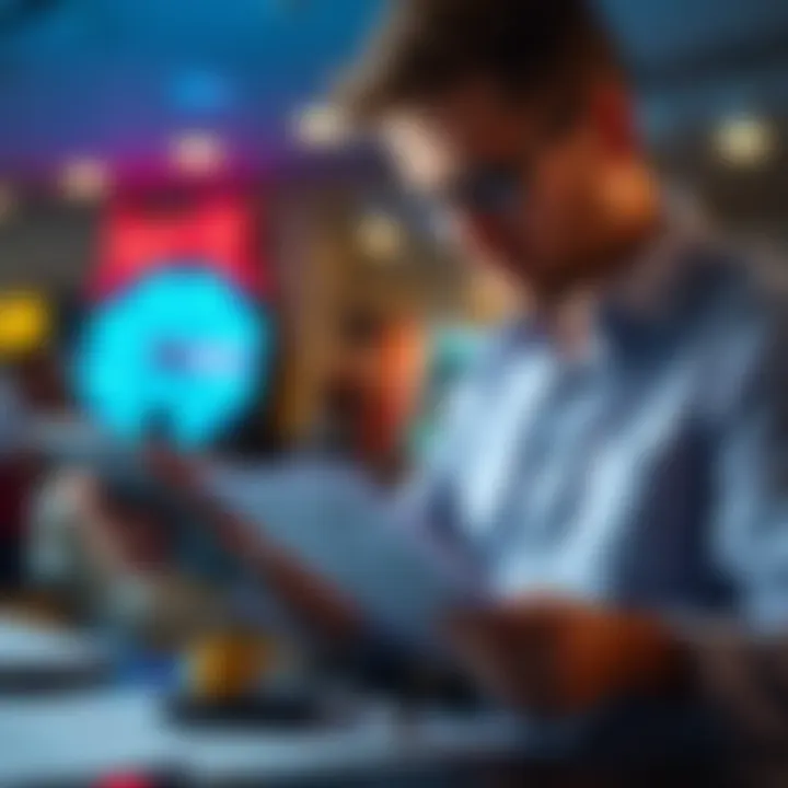 Small Lotto Parlay Strategies A person reviewing lotto tickets with a calculator, focusing on small parlay bets to increase winning odds