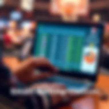 A person reviewing betting options on a laptop with basketball graphics on the screen, emphasizing careful decision-making.