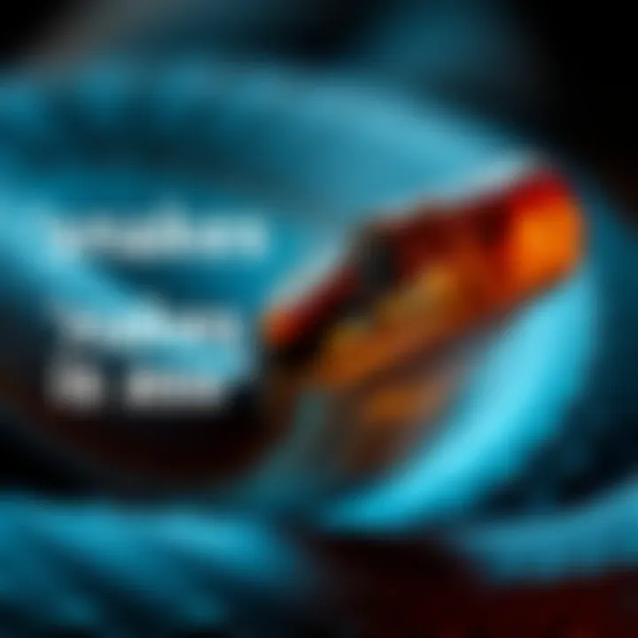 A close-up of a snake with the phrase 'snakes is ass' artistically displayed beside it, representing cultural commentary.