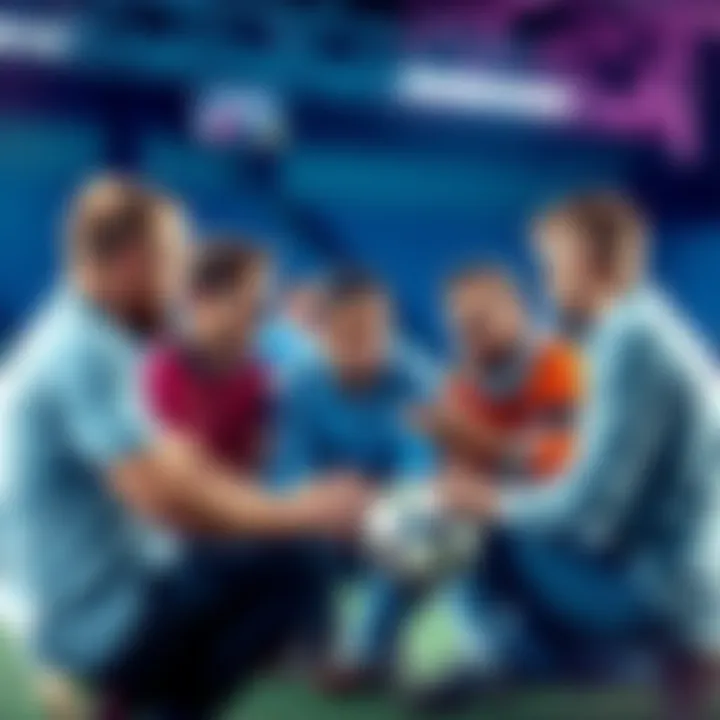 A group of people analyzing soccer betting strategies and picks for upcoming matches.