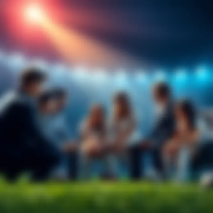 Group of people discussing soccer betting strategies and picks