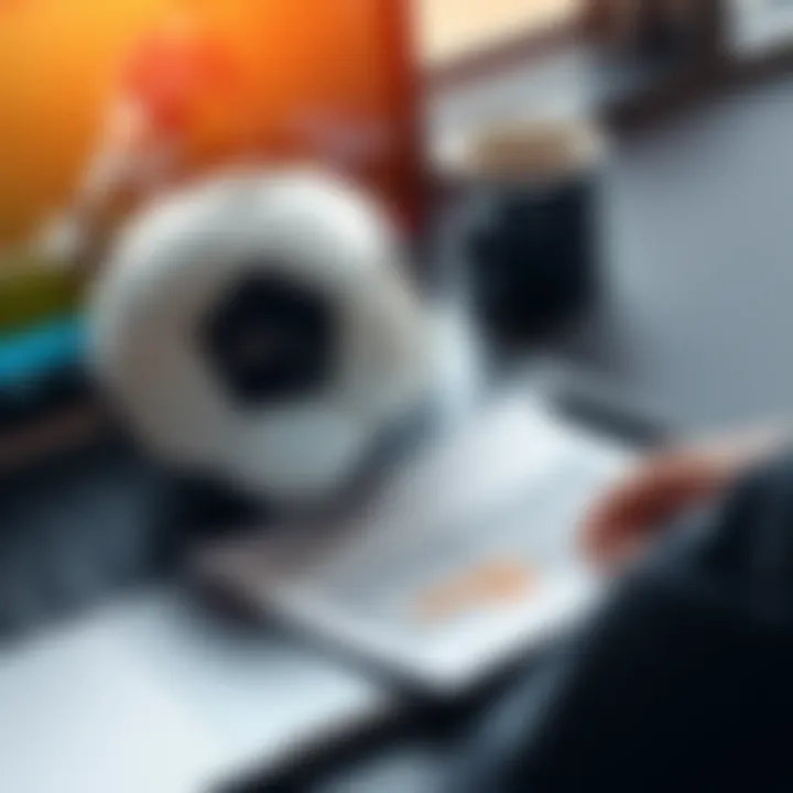 A soccer ball on a betting slip with odds listed alongside a laptop and coffee cup