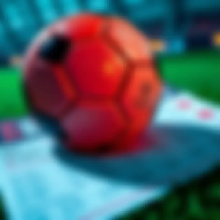 A soccer ball on a betting slip with odds and predictions for the World Cup matches