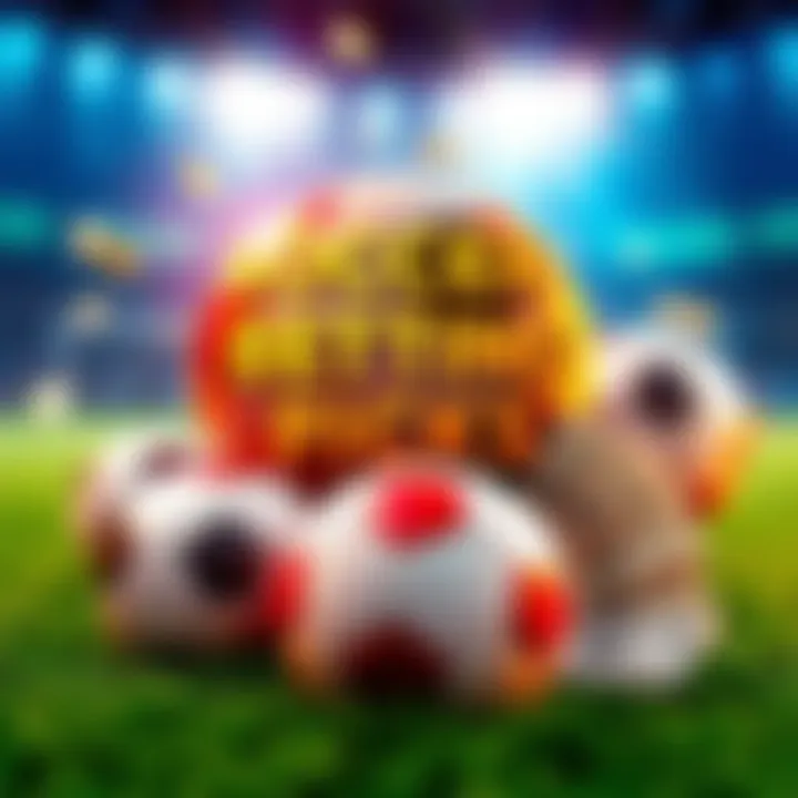 A graphic showing soccer balls, betting odds, and money symbols related to soccer betting strategies.