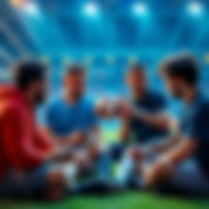 A group of soccer fans discussing betting strategies and sharing insights on World Cup matches.
