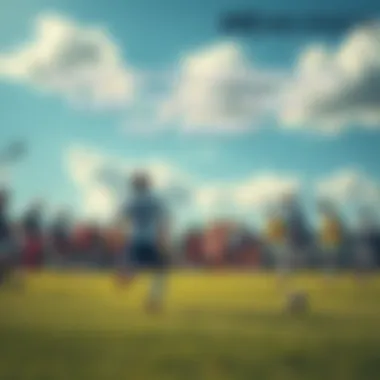 Soccer match at a local field A lively soccer match taking place on a sunny day with players on the field and a crowd cheering on the sidelines