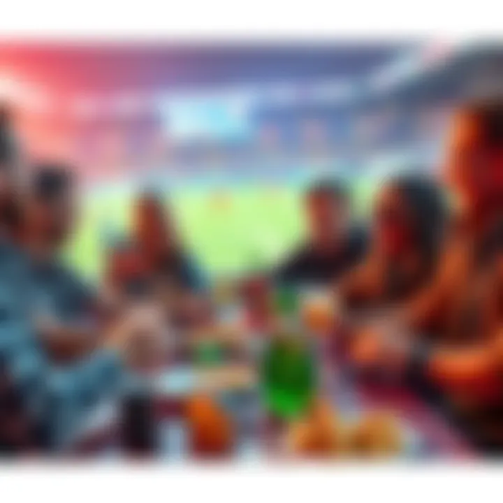 Soccer World Cup Betting Picks A group of friends discussing their betting picks for the Soccer World Cup over drinks and snacks.