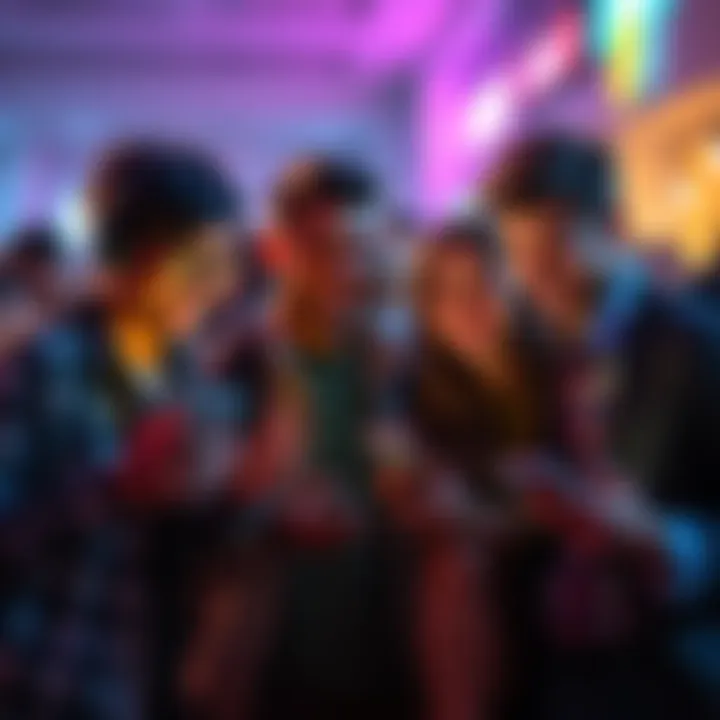 A group of friends sharing a funny moment while looking at social media on their phones