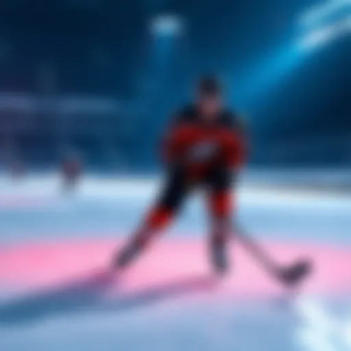 A hockey player skates solo on the ice, showcasing their skills during a match at the TOR/NJ ATGS event.
