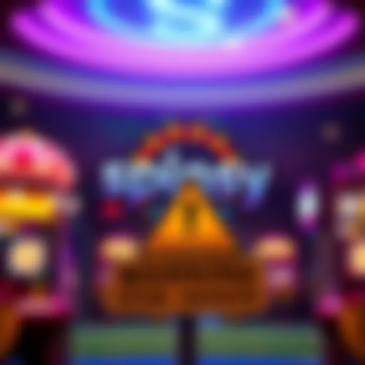 Spinsy Casino Logo Spinsy Casino logo with a warning sign indicating scam practices and withheld payouts