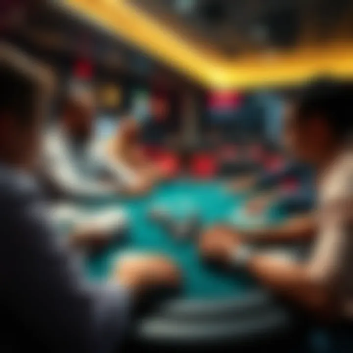 Sponsorship and Poker A poker table with players discussing sponsorship during a game, showing chips and cards on the table.