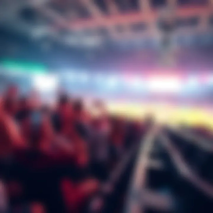 A vibrant display of sports betting culture, featuring people cheering at a sports event while placing high-risk bets.