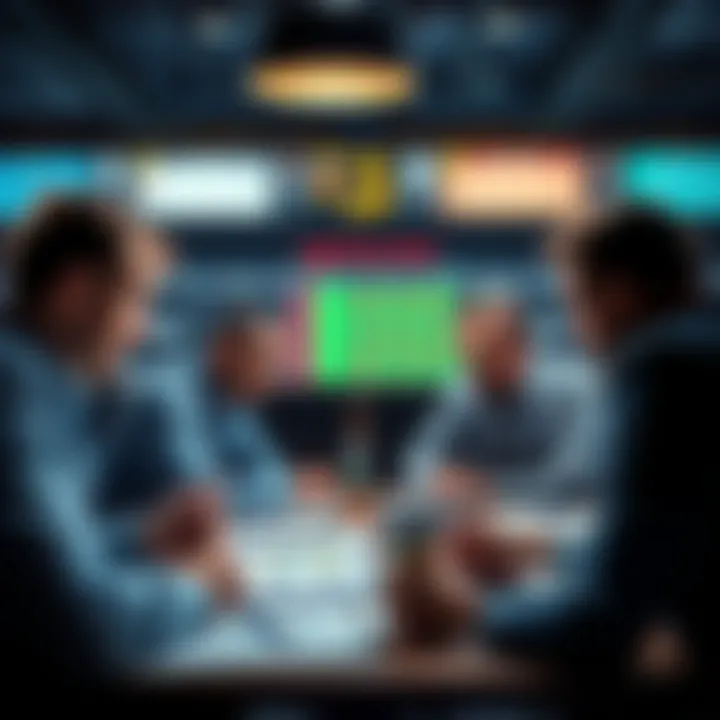 A group of people discussing sports betting strategies and picks for February, with notes and charts on the table.