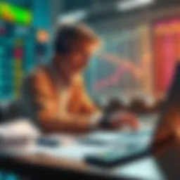 A veteran bettor analyzing sports odds and statistics at a table with a laptop and betting slips, symbolizing years of experience in betting markets.