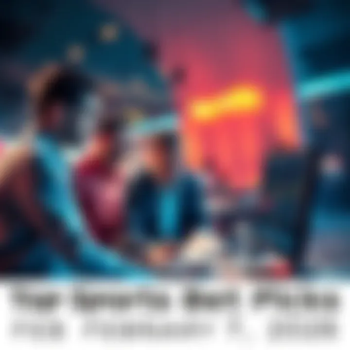 A group of people analyzing sports statistics and making bets with a computer and notepad.