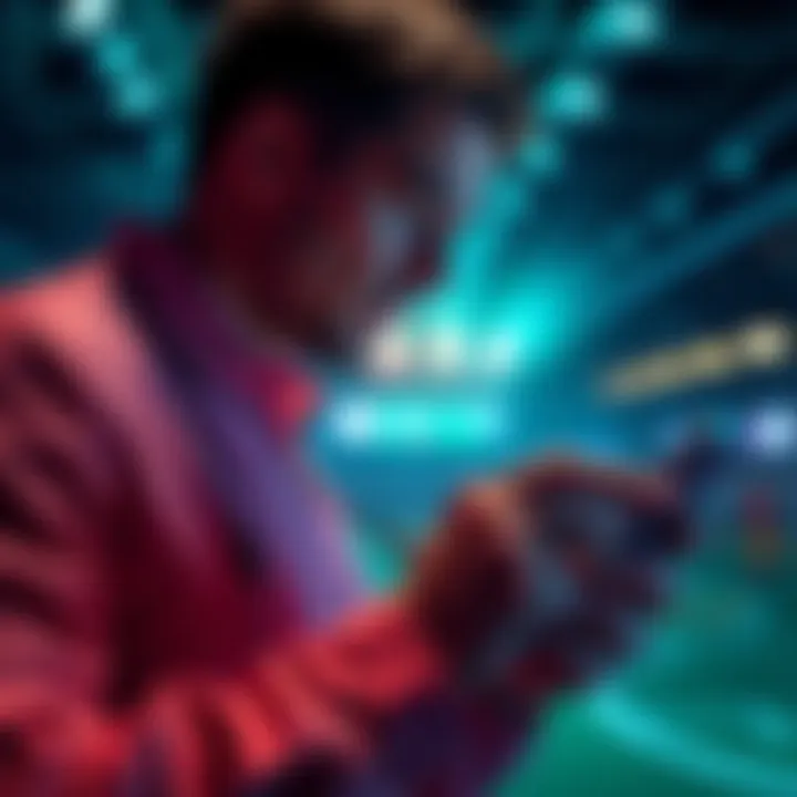 A user engaging with a new sports betting platform on a smartphone, showcasing innovative features and a friendly interface.
