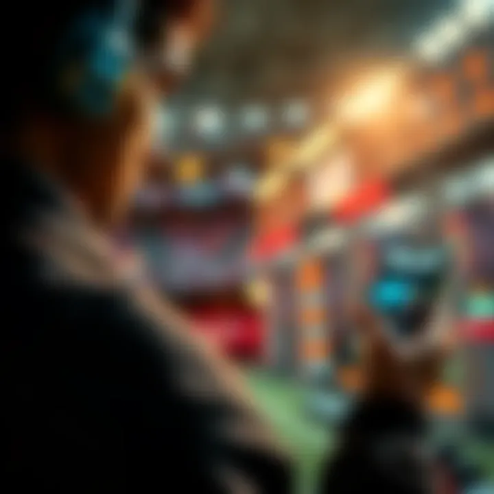 A person looking at sports betting picks on a smartphone with social media icons in the background