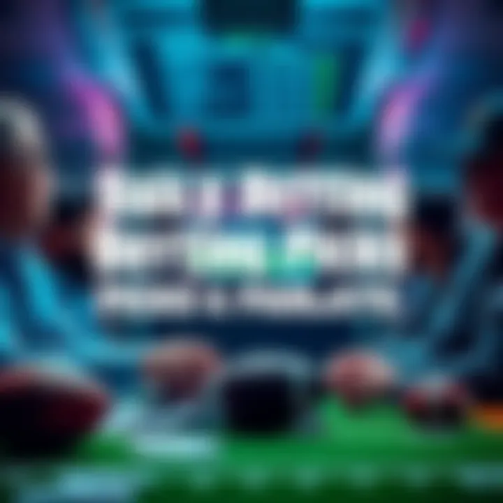 A group of people discussing sports betting picks and strategies, with footballs and betting slips on the table.