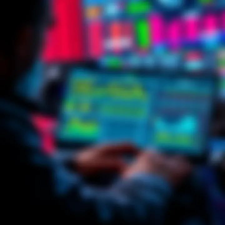 A person analyzing sports betting options on a laptop with charts and odds displayed.
