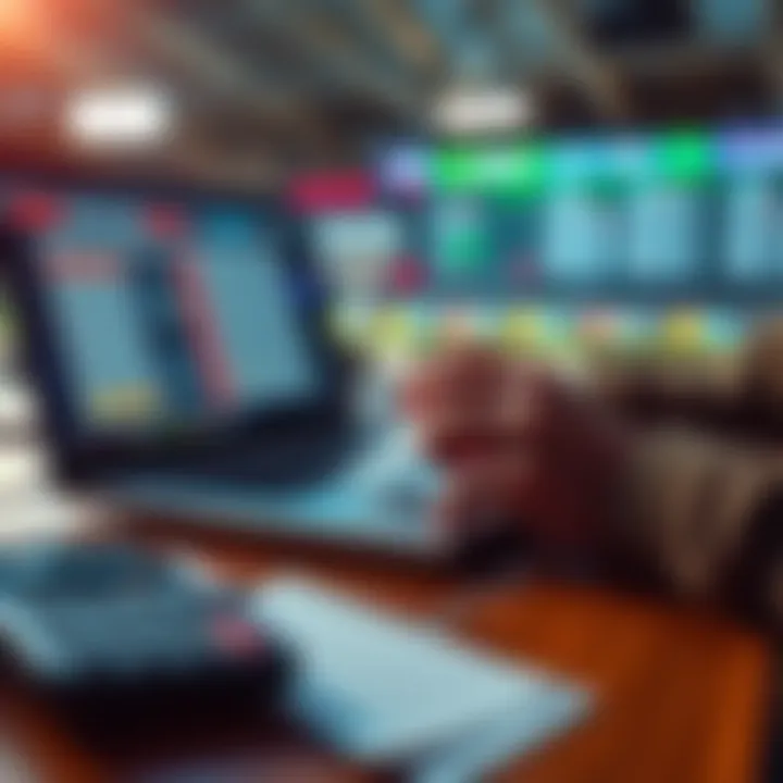 Sports Betting Strategies A person analyzing sports betting odds on a laptop with betting slips and a calculator nearby