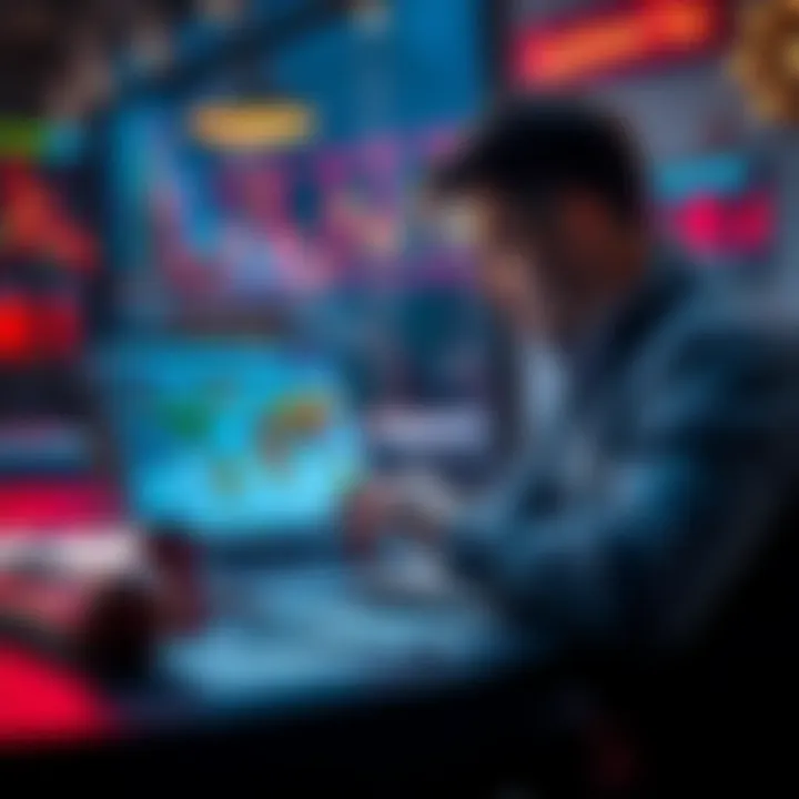 A person studying a sports betting guide on a laptop with charts and notes around them.