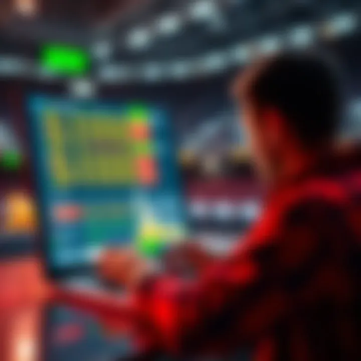 Sports Betting Strategies A person reviewing sports betting strategies on a laptop with betting odds displayed on the screen.