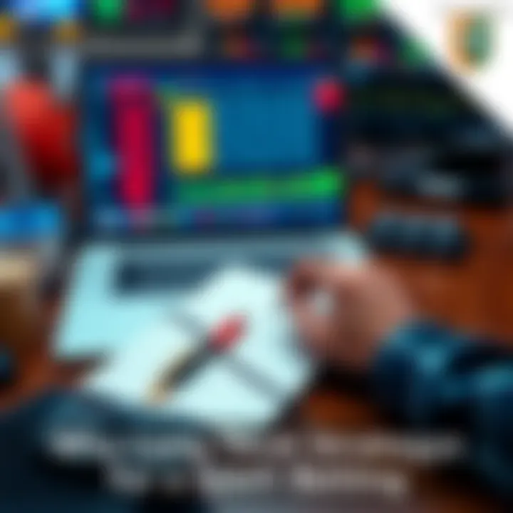 Sports Betting Strategy A person analyzing sports statistics and odds on a laptop with a notebook and pen beside them, symbolizing a strategic approach to sports betting.