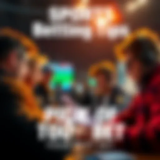 A group of sports fans analyzing betting odds and strategies on game day