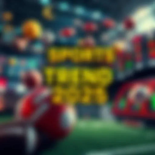 A visual showing various sports symbols and betting charts representing trends in sports betting for 2025