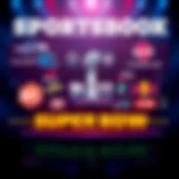 Graphic showing various sportsbook logos and promotional offers for NFL Super Bowl weekend