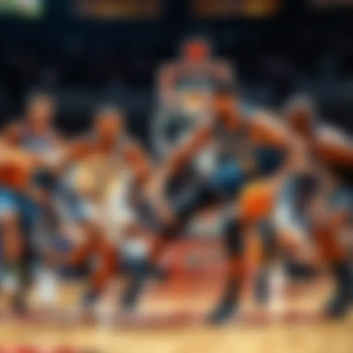 Players from the Spurs and Wolves competing on the basketball court during an NBA game