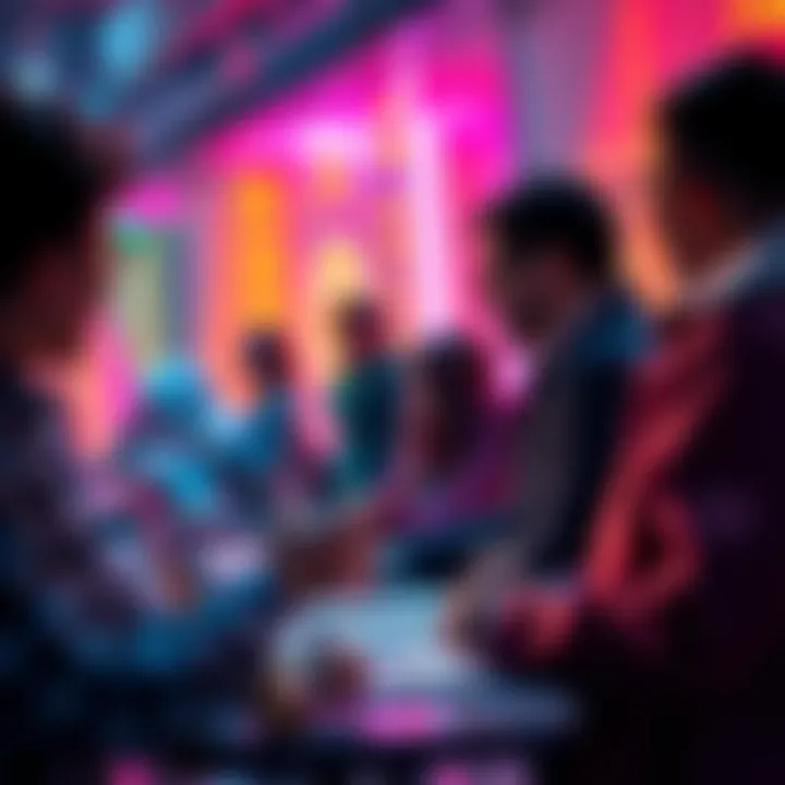 Group of people sharing and exchanging codes for the Stake platform