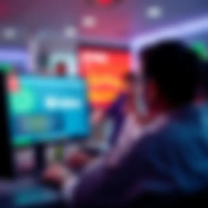 People leaving Stake for Rainbet A group of people discussing options while looking at a computer screen showing Rainbet and Stake logos