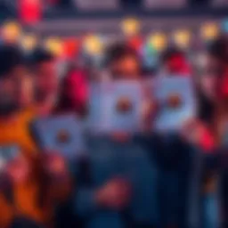 A group of people looking unhappy while holding promotional flyers for Stake's birthday celebration, showcasing smaller bonuses than expected.