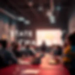 A group of people discussing new state policies in a community meeting
