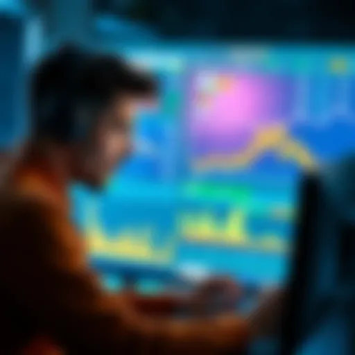 A person examining betting odds and statistics on a computer screen with graphs and charts.