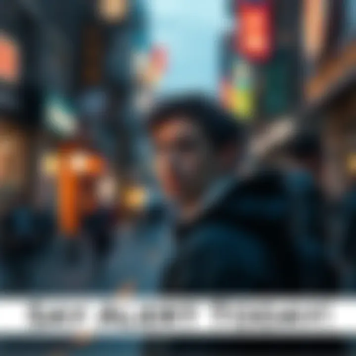 A person looking around cautiously in a busy street, staying aware of their surroundings to avoid potential traps.