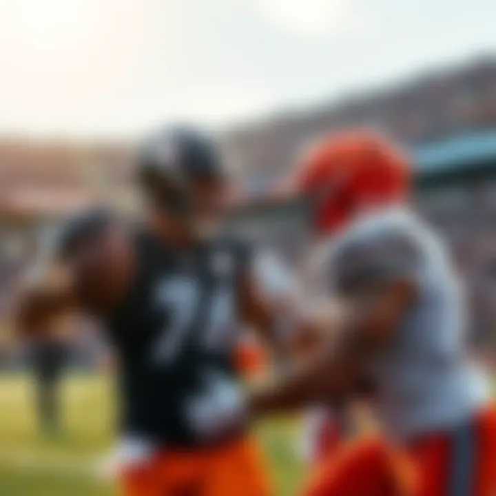 Pittsburgh Steelers and Cleveland Browns football players on the field during their Thursday Night Football matchup.