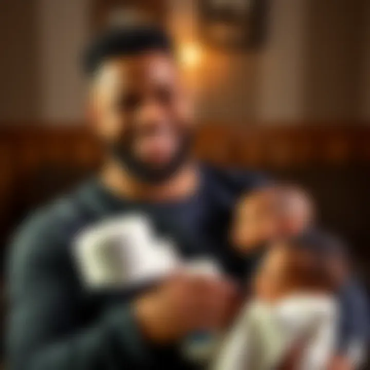 Stefon Diggs smiling with a baby, hinting at a unique name inspiration