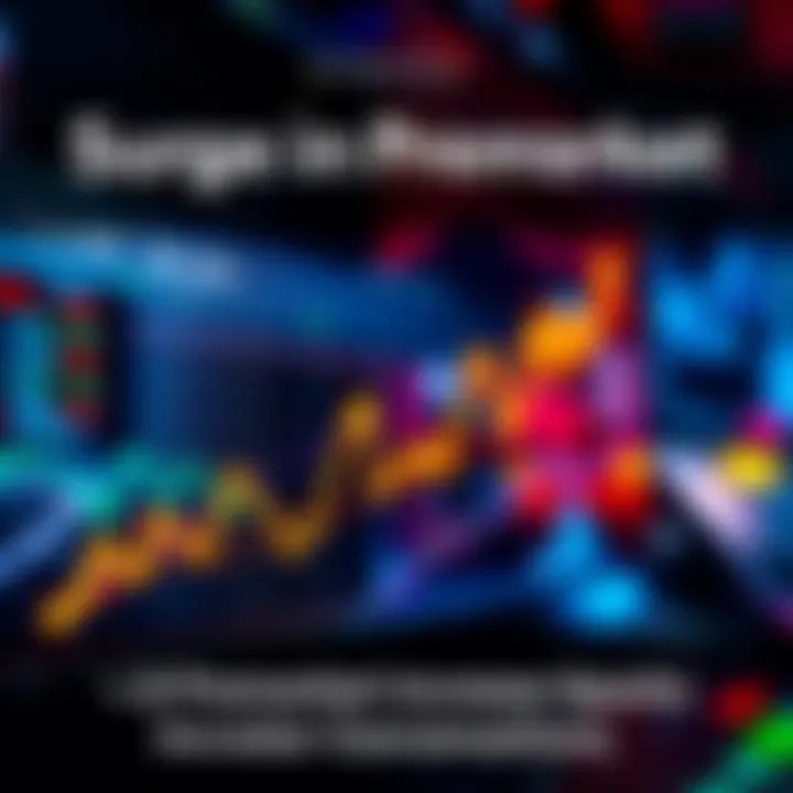 A graph showing an upward trend in stock prices, indicating an 8% increase in premarket trading, with investors discussing strategies.