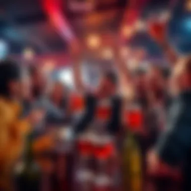 Excitement for Stony Brook Betting Group of friends celebrating a winning bet on Stony Brook with drinks and cheers